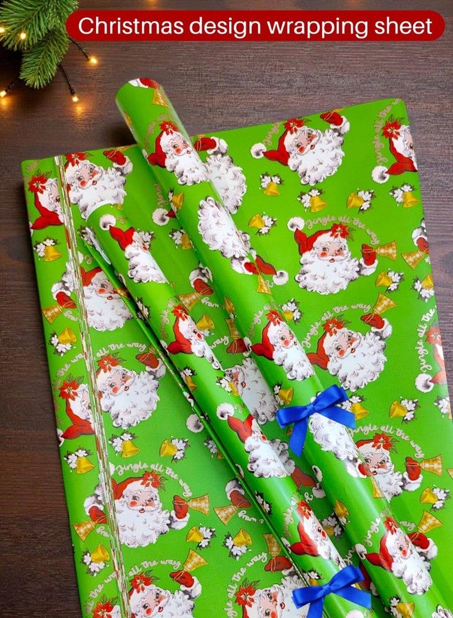 TERA13 Christma Wrapping Paper Sheet, Wrapping Paper Decorative Festive Merry Christmas Gifts For Your Loved Ones, Ideal for Birthday, Wedding, Anniversary, Party, New Yera (Lightgreen 5 Sheet) - Image 2